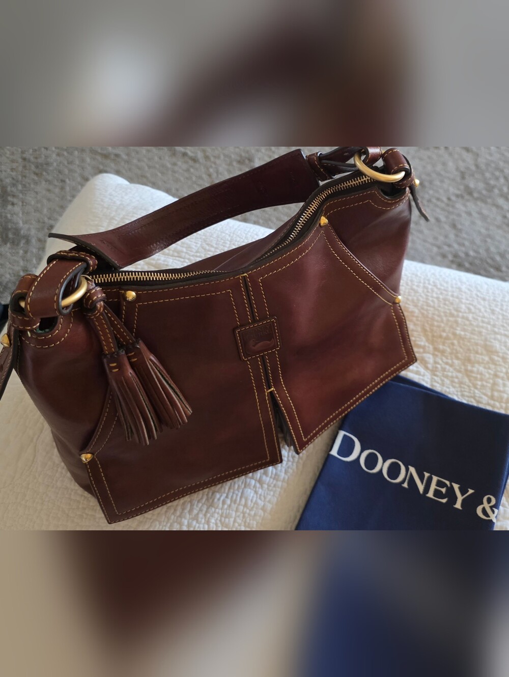 Dooney & Bourke Kingston Florentine Leather Hobo Bag EUC - Picture 2 of 16